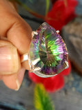 Mystic Quartz Faceted Tear Drop Ring (size 8) : Mesmerizing Beauty in 925 Silver