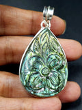 Labradorite Floral Carving Teardrop Pendant - Unveiling Nature's Artistry in Gemstone Jewelry