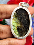 Labradorite Floral Carving Oval Pendant - Unearth the Enchanting Beauty