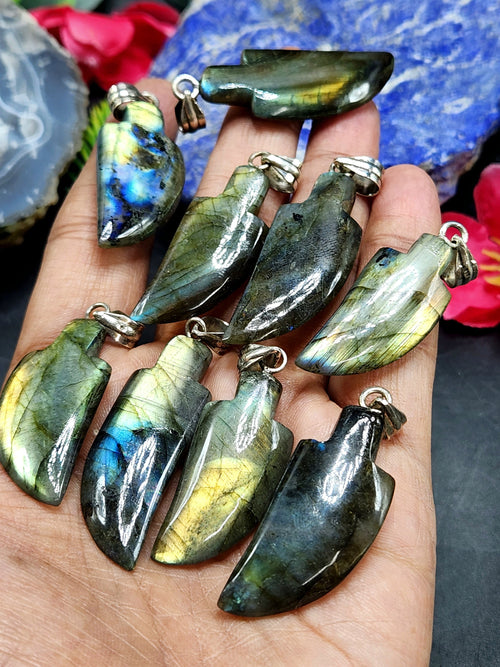 Labradorite Knife Pendant - Exquisite Elegance in Silver - ONE PIECE ONLY