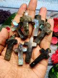 Labradorite Holy Cross Pendant - Unveiling Mystical Elegance - ONE PIECE ONLY