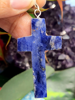 Sodalite Holy Cross Pendant - A Fusion of Beauty and Spirituality - ONE PIECE ONLY