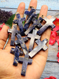 Sodalite Holy Cross Pendant - A Fusion of Beauty and Spirituality - ONE PIECE ONLY