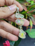 Ethiopian Opal Rough Triple Stone Pendant: A Tryst with Earth's Unrefined Elegance