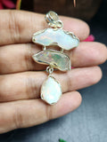 Ethiopian Opal Rough Triple Stone Pendant: A Radiant Symphony of Nature and Artistry