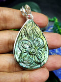 Labradorite Floral Carving Teardrop Pendant - Unveiling Nature's Artistry in Gemstone Jewelry