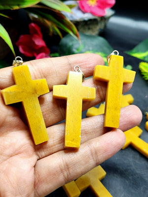 Yellow Aventurine Holy Cross Pendant - Embrace Radiance and Craftsmanship - ONE PIECE ONLY