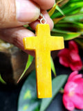 Yellow Aventurine Holy Cross Pendant - Embrace Radiance and Craftsmanship - ONE PIECE ONLY
