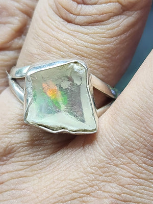 Ethiopian Opal Rough Single Stone Ring - A Testament to Nature's Beauty in Sterling Silver
