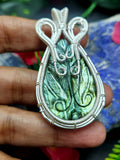 Labradorite Peacock Carving Wire Wrapped Pendant - A Mesmerizing Display of Elegance and Artistry