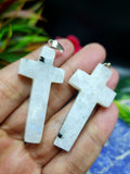 Handmade Moonstone Holy Cross Pendant - Embrace Divine Beauty - ONE PIECE ONLY