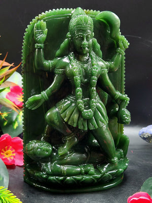 Goddess Kali Columbian Jade Carving - Mother Kali - Embodiment of Devotion and Divine Artistry - 6.7 inches and 940 gms (2.07 lb)