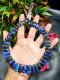 Labradorite Cut Stone Necklace with Sarafa - Unveil the Mystique of Radiance