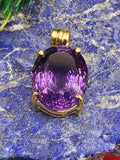 Amethyst Faceted Pendant in Gold Rhodium-Plated Sterling Silver - 26 carats