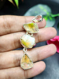 Ethiopian Opal Rough Triple Stone Pendant: A Tryst with Earth's Enigmatic Splendor