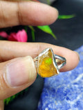 Ethiopian Opal Rough Single Stone Ring - A Glimpse of Nature's Enchantment in Sterling Silver