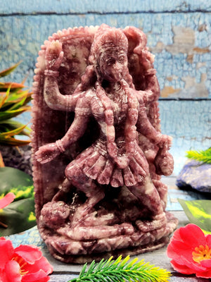 Goddess Kali Lepidolite Stone Carving - Mother Kali - Embodying Divine Power and Artistry - 6.2 inches and 950 gms (2.09 lb)