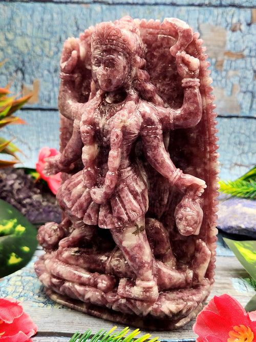 Goddess Kali Lepidolite Stone Carving - Mother Kali - Embodying Divine Power and Artistry - 6.2 inches and 950 gms (2.09 lb)
