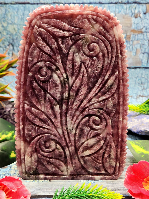 Goddess Kali Lepidolite Stone Carving - Mother Kali - Embodying Divine Power and Artistry - 6.2 inches and 950 gms (2.09 lb)