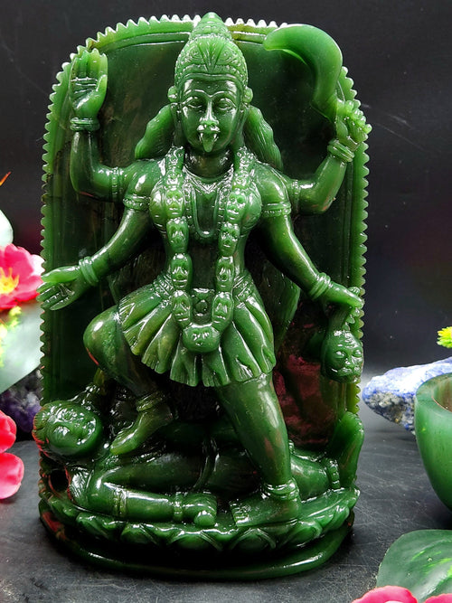 Goddess Kali Columbian Jade Carving - Mother Kali - Embodiment of Devotion and Divine Artistry - 6.7 inches and 940 gms (2.07 lb)