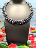 Sodalite Cut Stone Necklace with Sarafa - Dive into the Depths of Sodalite Elegance