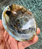 Beautiful Labradorite hand carved round bowls - 3 inches diameter and total weight 145 gms (0.32 lb) - ONE BOWL ONLY