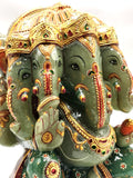 Panchamukhi Ganesh in green aventurine with hand painting