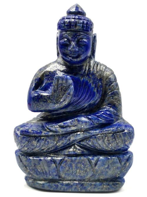 Lapis Lazuli Buddha - handmade carving of serene and meditating Lord Buddha - crystal/reiki/healing - 4.5 inches and 360 gms - 1 PIECE ONLY