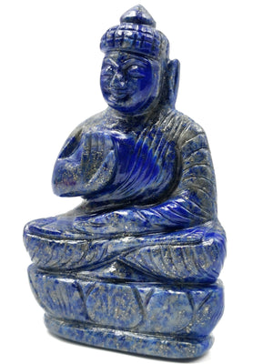 Lapis Lazuli Buddha - handmade carving of serene and meditating Lord Buddha - crystal/reiki/healing - 4.5 inches and 360 gms - 1 PIECE ONLY