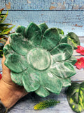 Lotus bowl hand carved in Green Aventurine stone - 7 inches diameter and 426 gms (0.94 lb) - ONE BOWL ONLY