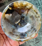 Beautiful Labradorite hand carved round bowls - 3 inches diameter and total weight 145 gms (0.32 lb) - ONE BOWL ONLY