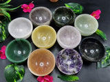10 round bowls of 3 inch diameter in 10 different gemstones