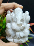 Moonstone Ganesh Handmade Carving - Lord Ganesha Idol | Figurine in Crystals and Gemstones - 3 inches and 220 gms