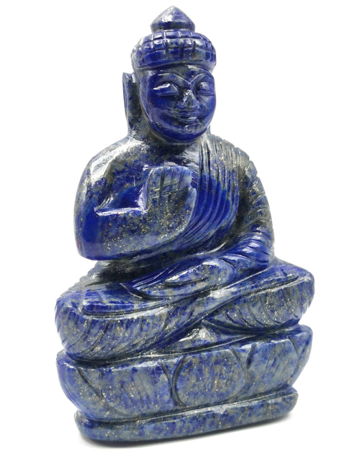 Lapis Lazuli Buddha - handmade carving of serene and meditating Lord Buddha - crystal/reiki/healing - 4.5 inches and 360 gms - 1 PIECE ONLY