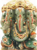 Panchamukhi Ganesh in green aventurine with hand painting