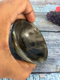 Beautiful Labradorite hand carved round bowls - 3 inches diameter and total weight 145 gms (0.32 lb) - ONE BOWL ONLY