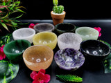 10 round bowls of 3 inch diameter in 10 different gemstones